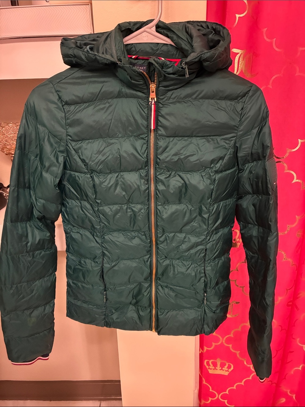 Tommy Hilfiger Forest Green Quilted Hooded Puffer Jacket